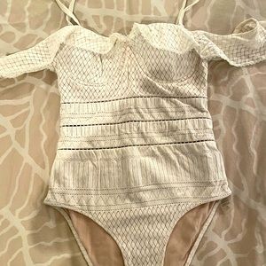 Jonathan Simkhai white off the shoulder swimsuit size XS